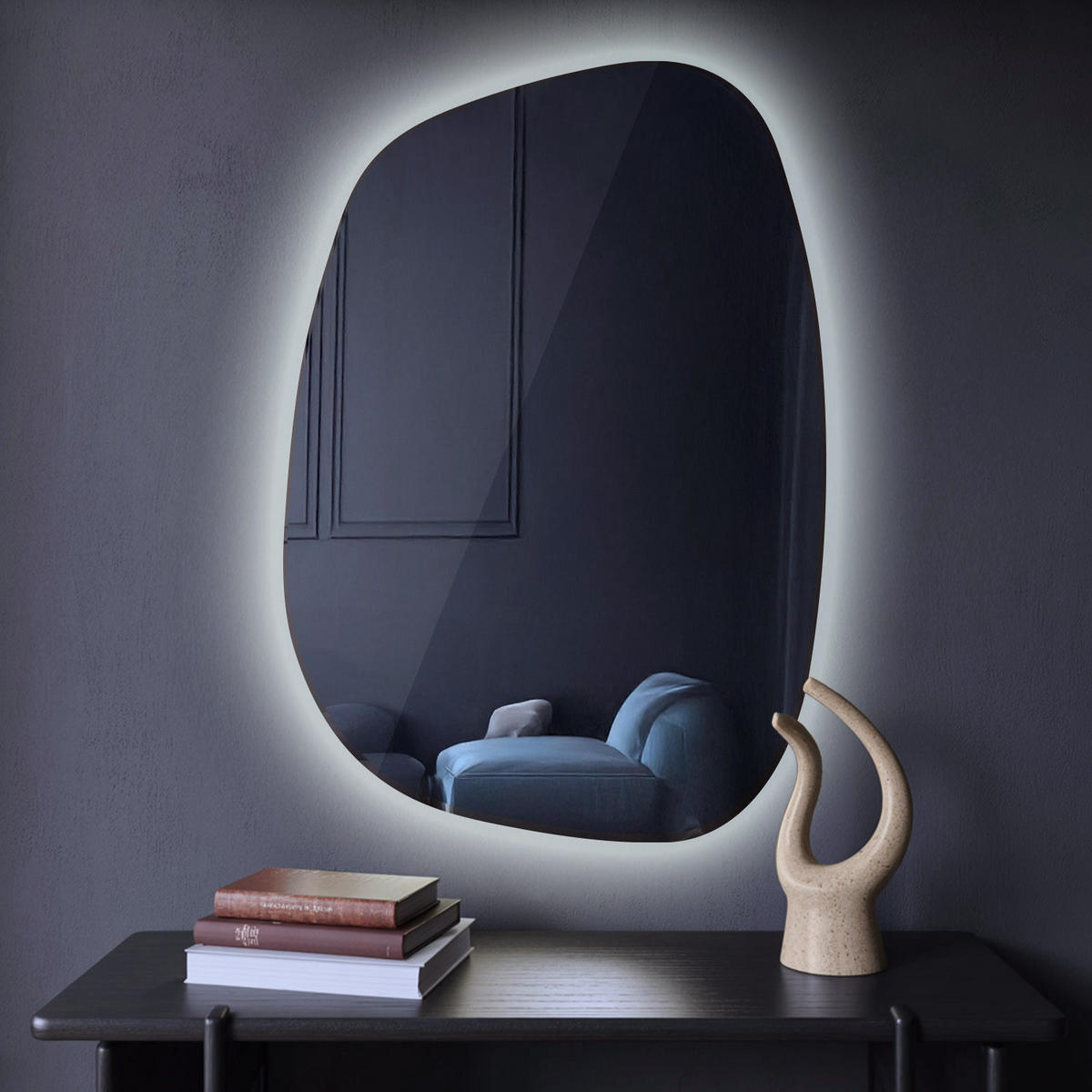 LED SPIEGEL 90,9 x 66 cm Unregelmäßige Form Kaltweiß 6500K - Transparent, Glas (90.9/66/0.4cm) - TULUP
