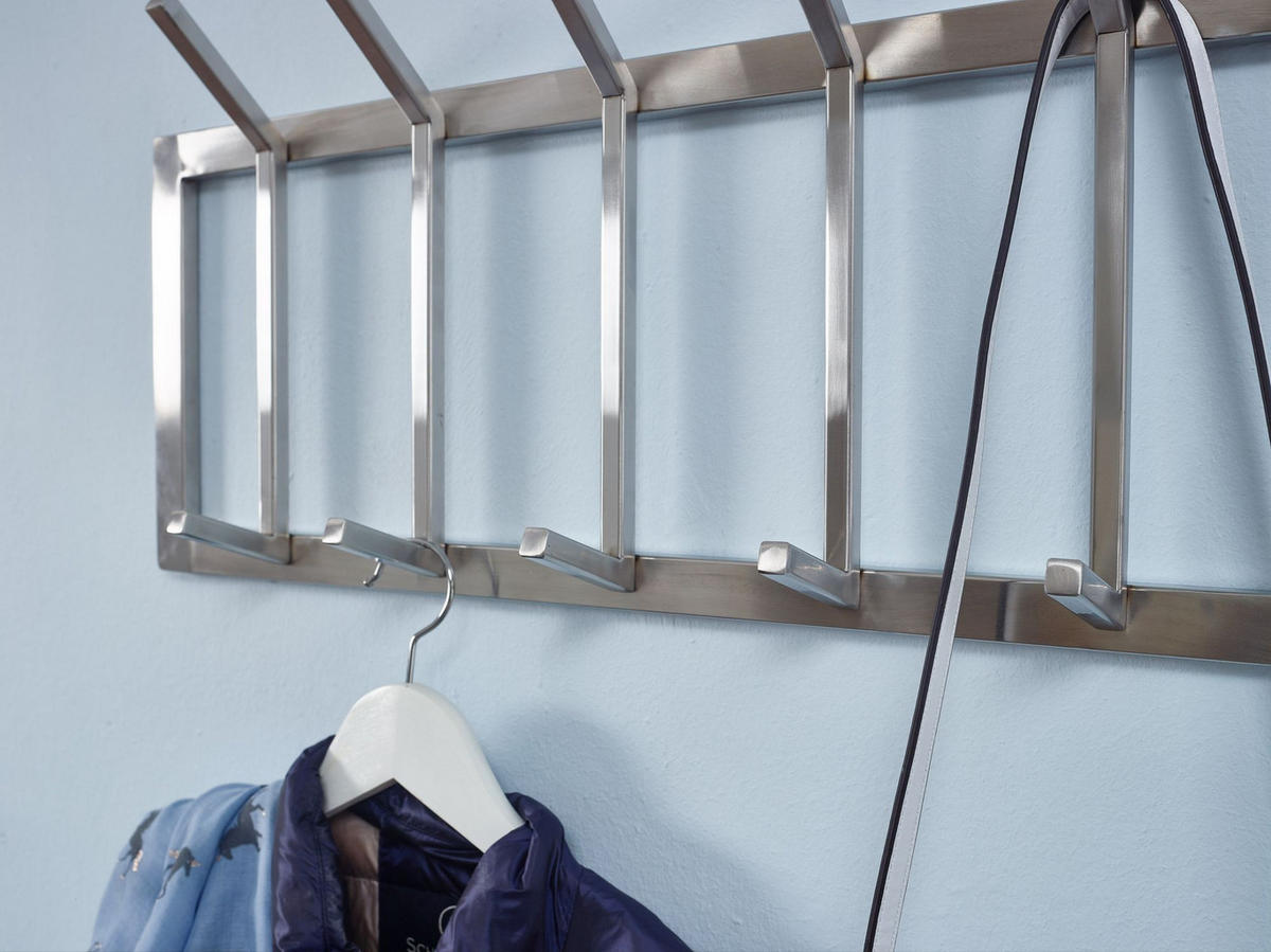 WANDGARDEROBE Metall Silber Modern mit 10 Haken - Silberfarben, Metall (65/30/10cm) - KADIMA DESIGN