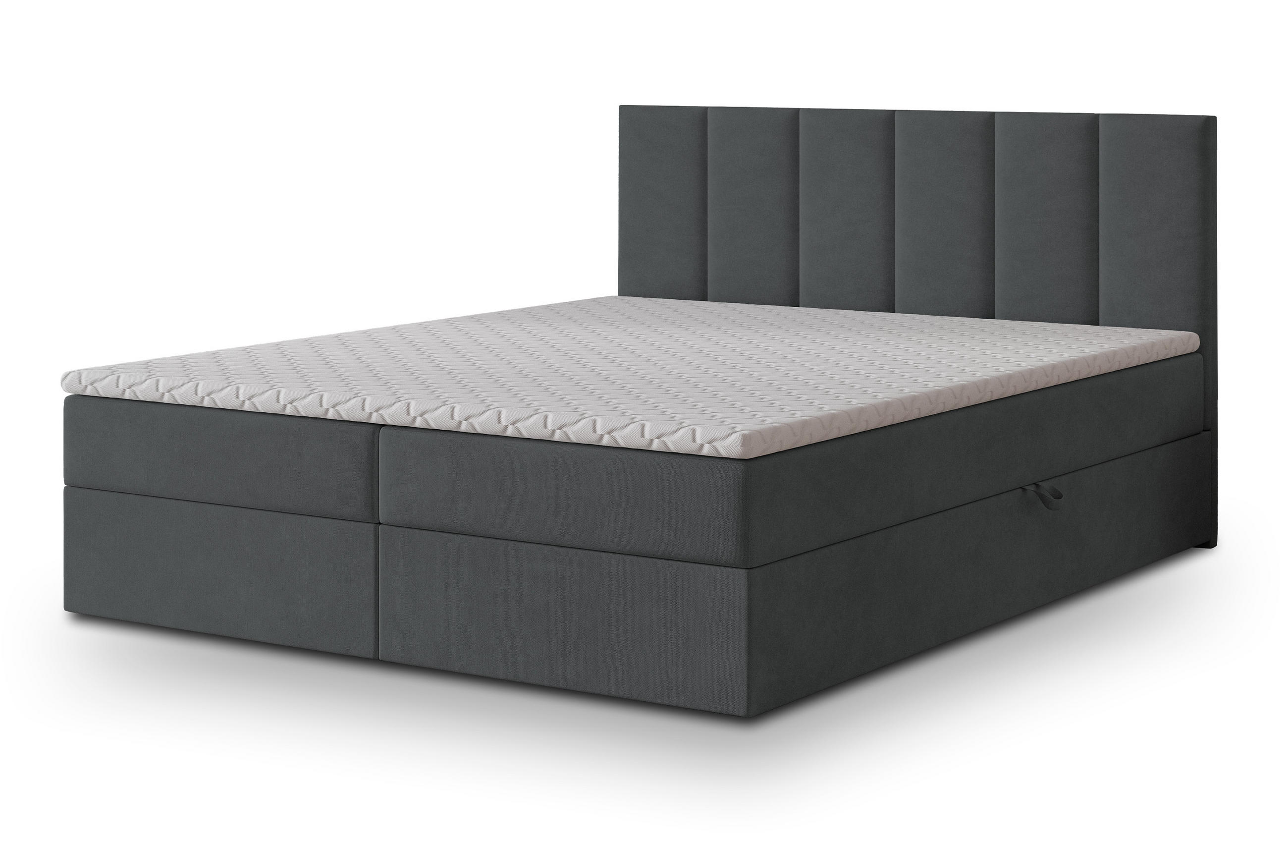 BOXBETT MERIL 140x200 cm mit Matratze und Topper - Graphitfarben - Graphitfarben, Holz (140/200cm) - MASSENO