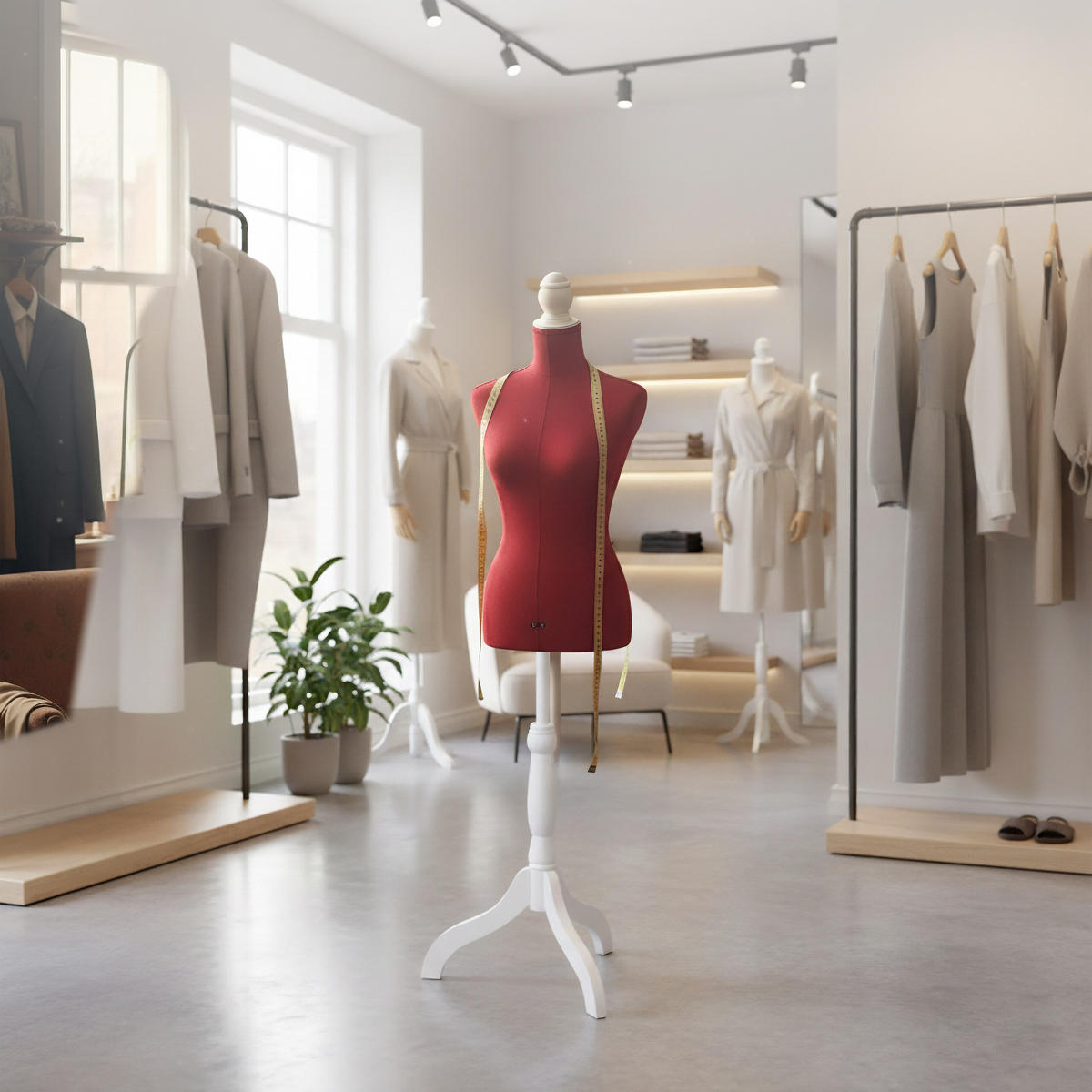 KREJČÍCKA busta - červená, drevo/textil (41/175/34cm) - Relaxdays