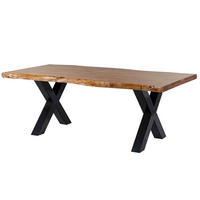 BAUMTISCH Akazie 200x100x77 Akazie natur lackiert / X-Beine anthrazit glänzend FREEFORM 5 - Naturfarben, Holz (200/100/77cm) - Massivmoebel24