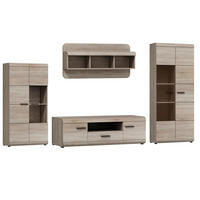 WOHNWAND Sonoma Eiche SONO Mit LED - Eichefarben/Sonoma Eiche, Holzwerkstoff (298/194/52cm) - Sepro Meble