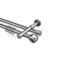 RUNDROHR-INNENLAUF-GARDINENSTANGEN-SET Prestige Luino 260 cm (geteilt in 2 x 130 cm), 2-läufig, 20 mm Ø Chrom - Chromfarben, Metall (260cm) - INTERDECO