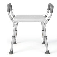DUSCHHOCKER höhenverstellbar grau - Grau, Metall (59/54/40cm) - COSTWAY