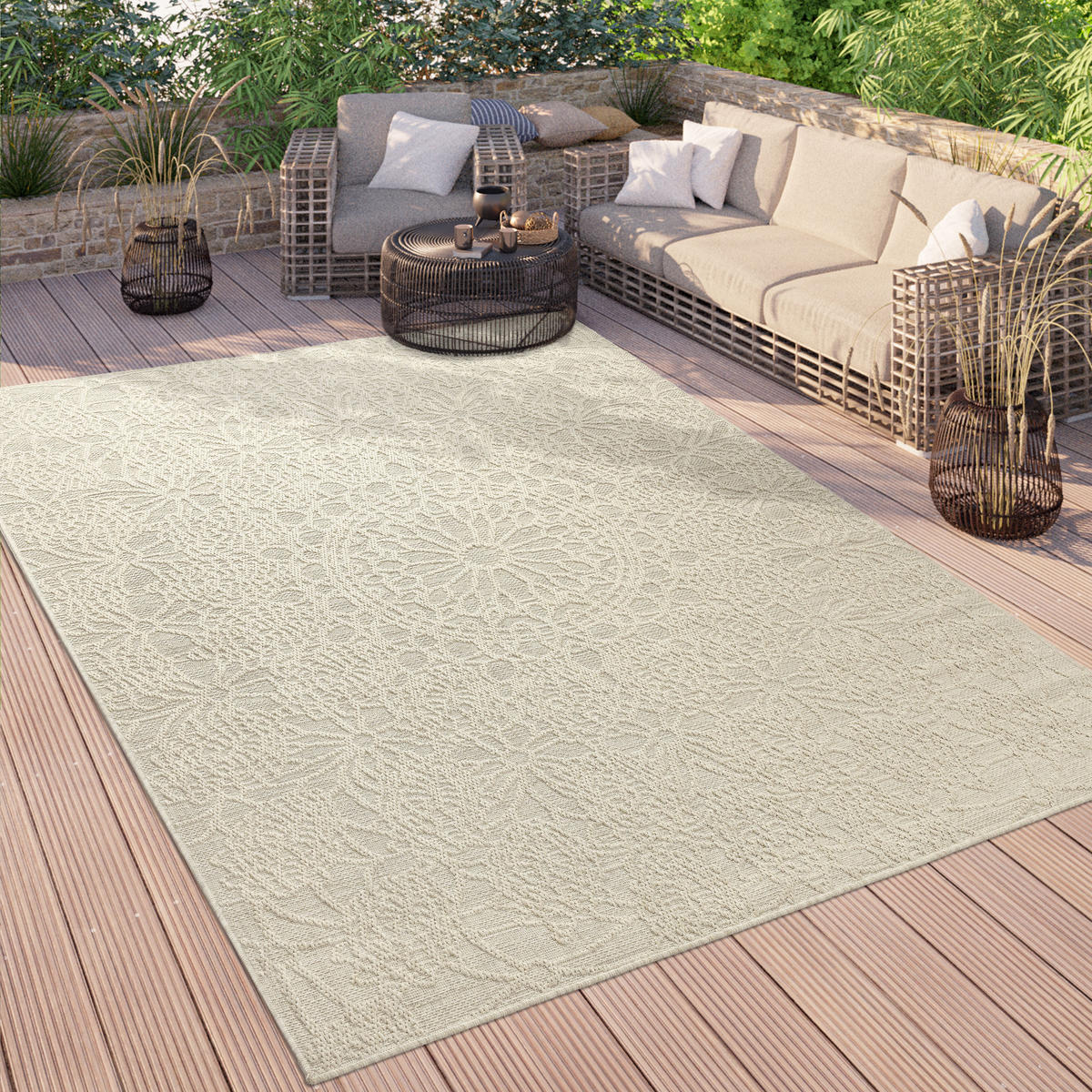OUTDOORTEPPICH 120/160 cm Rimini 411 - Creme, Textil (120/160cm) - Paco Home