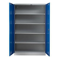 STAHLSCHRANK Bee mit 7 lackierten Fachböden 195x120x60 cm Korpusfarbe Lichtgrau Frontfarbe Enzianblau - Blau, Metall (120/195/60cm)