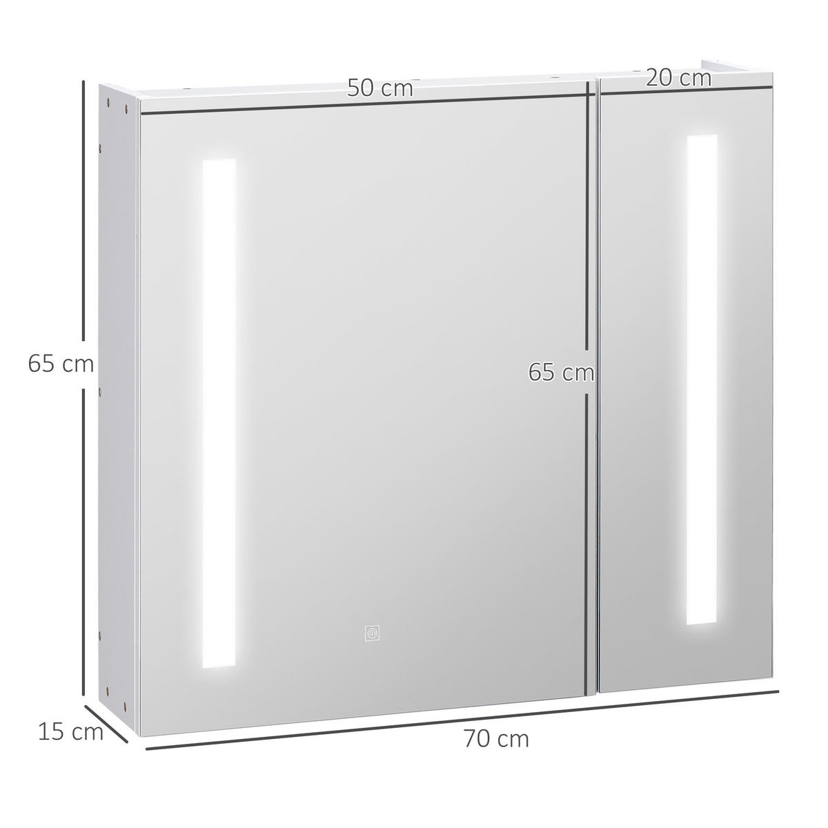 SPIEGELSCHRANK Weiß 70/15/65 cm LED-Beleuchtung - Weiß, Holzwerkstoff (70/65/15cm) - PANGIVO