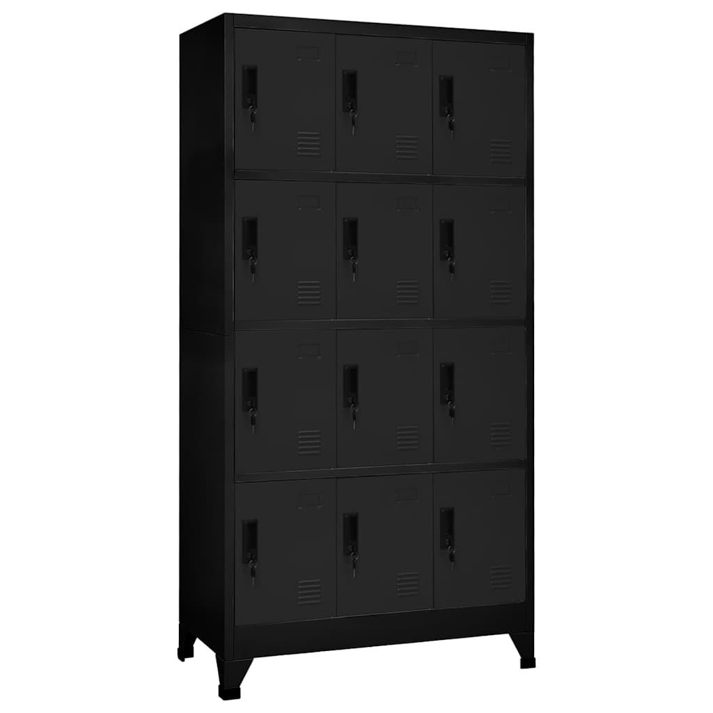 SCHLIESSFACHSCHRANK Schwarz 90/45/180 Cm Stahl - Schwarz, Metall (45/180/90cm) - vidaXL