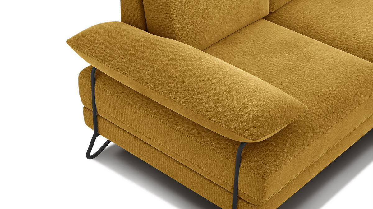 SOFA LORI 2-Sitzer, gelb - Gelb/Schwarz, Holzwerkstoff/Textil (185/87/96cm) - Courtois Laville