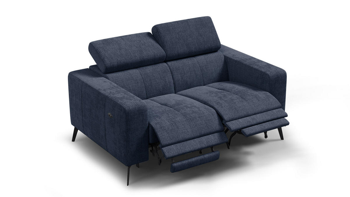 RELAXSOFA MORELLO 2-Sitzer, marineblau, 2 x Relax Zero Gravity - Dunkelblau, Holz/Textil (164/82/103cm) - Courtois Laville