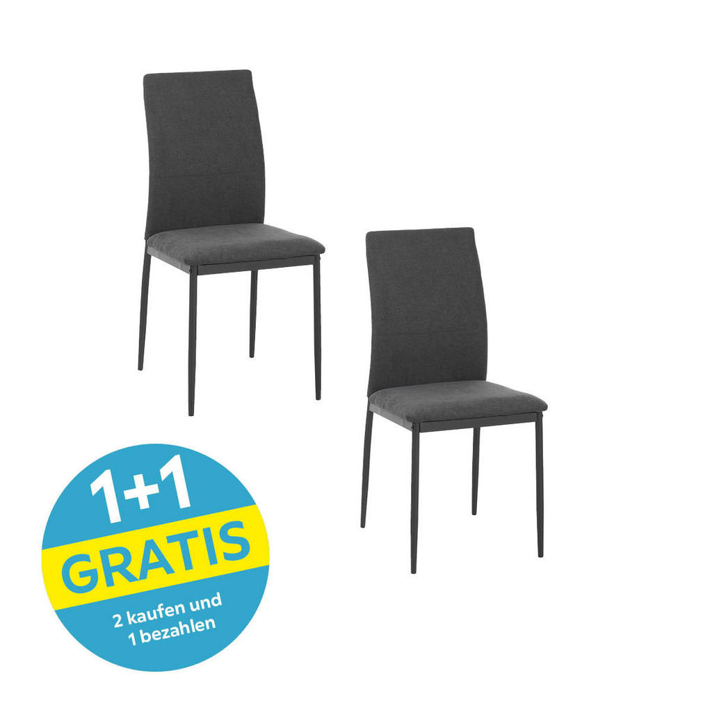 Vierfußstuhl Farina Webstoff Grau, B: 43 cm