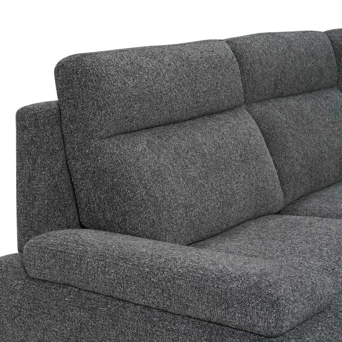 ECKSOFA Webstoff Grau - Schwarz/Grau, Textil/Metall (304/176cm) - Furnhouse