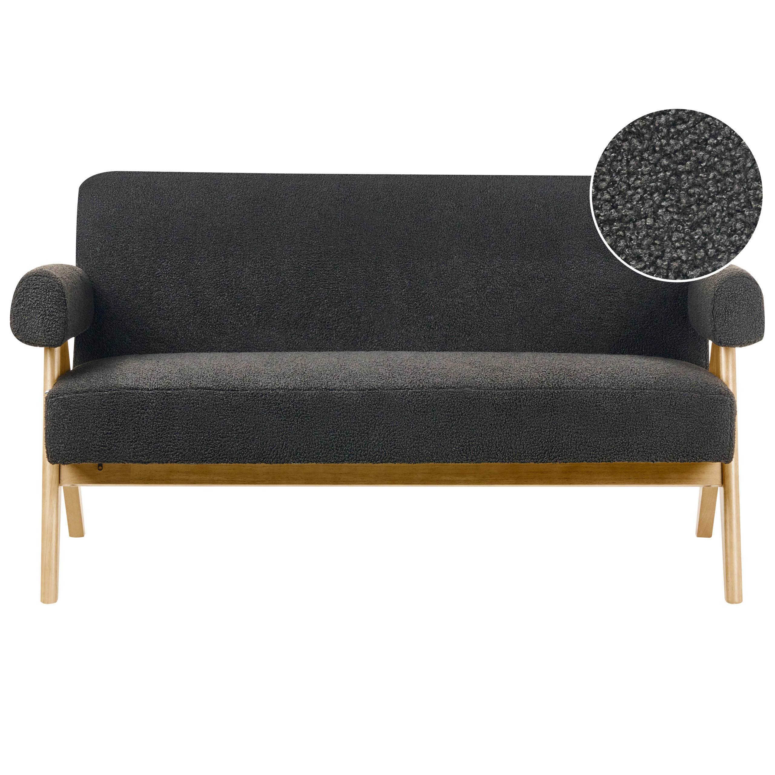 2-SITZER-SOFA Bouclé Schwarz/Hellbraun Tamre - Schwarz, Textil (148/79/78cm) - Beliani