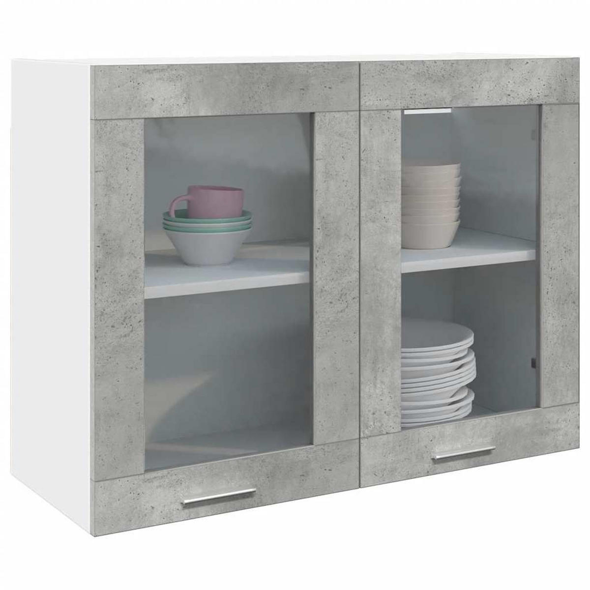 HÄNGEGLASSCHRANK Lyon Betongrau 80/31/60 Cm - Grau, Holzwerkstoff (31/60/80cm) - vidaXL