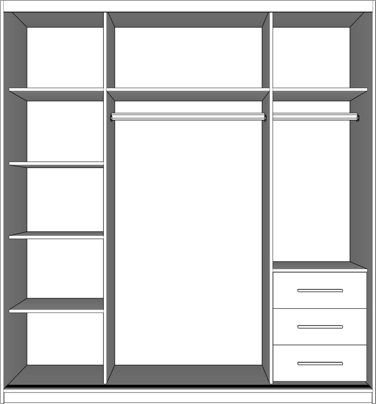SCHWEBETÜRENSCHRANK - Marsylia Artisan Eiche/Weiß mit Spiegel 203 cm - Alufarben/Weiß, Glas/Holzwerkstoff (203/218/61cm) - imoebel24