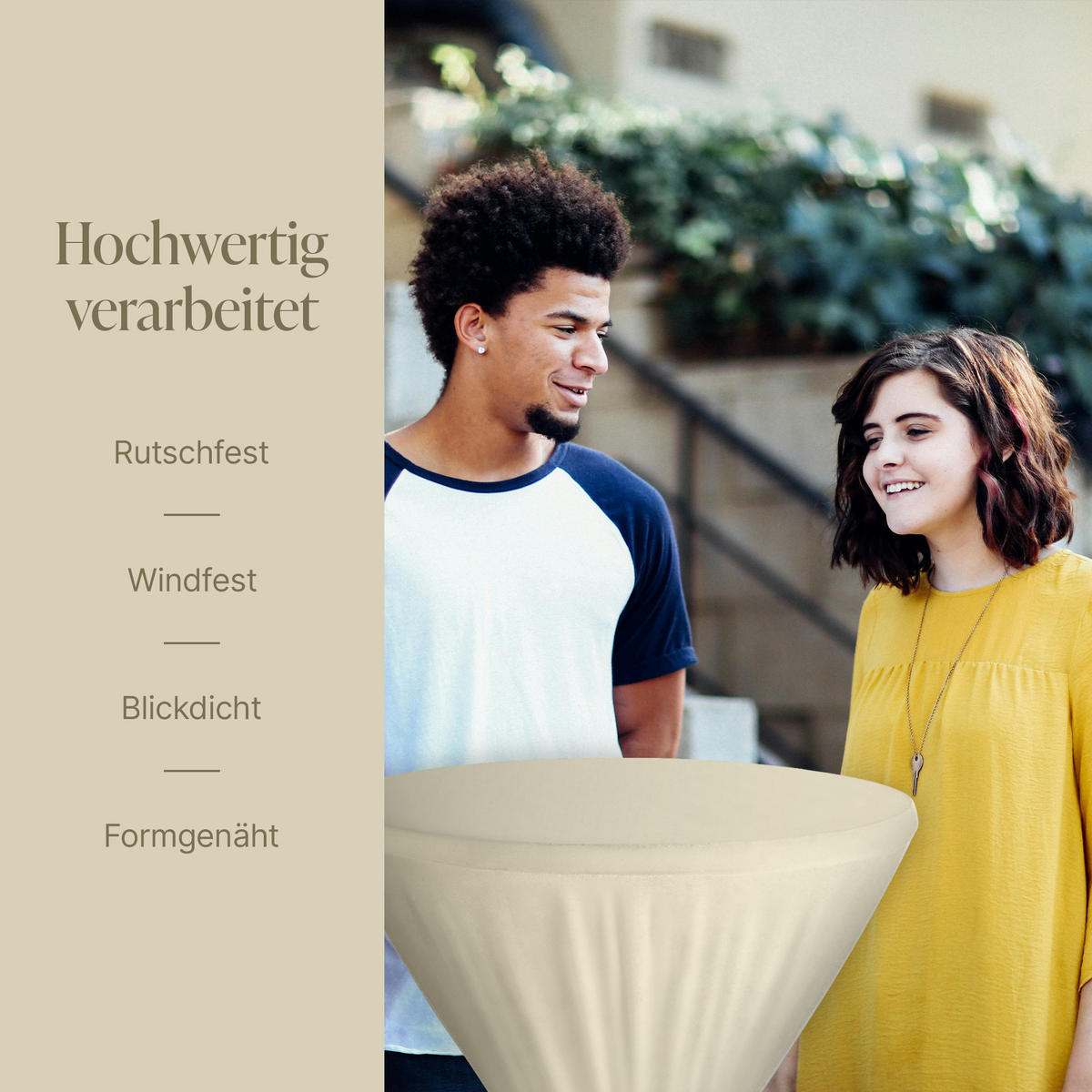 STEHTISCHHUSSE ( Creme ) - Ø80 cm x 145 cm - Spandex Stretch ( Öko-Tex ) Stehtisch Husse für Gastro, Hochzeit, Events, Geburtstag - Creme, Textil (80/145cm) - Bestlivings