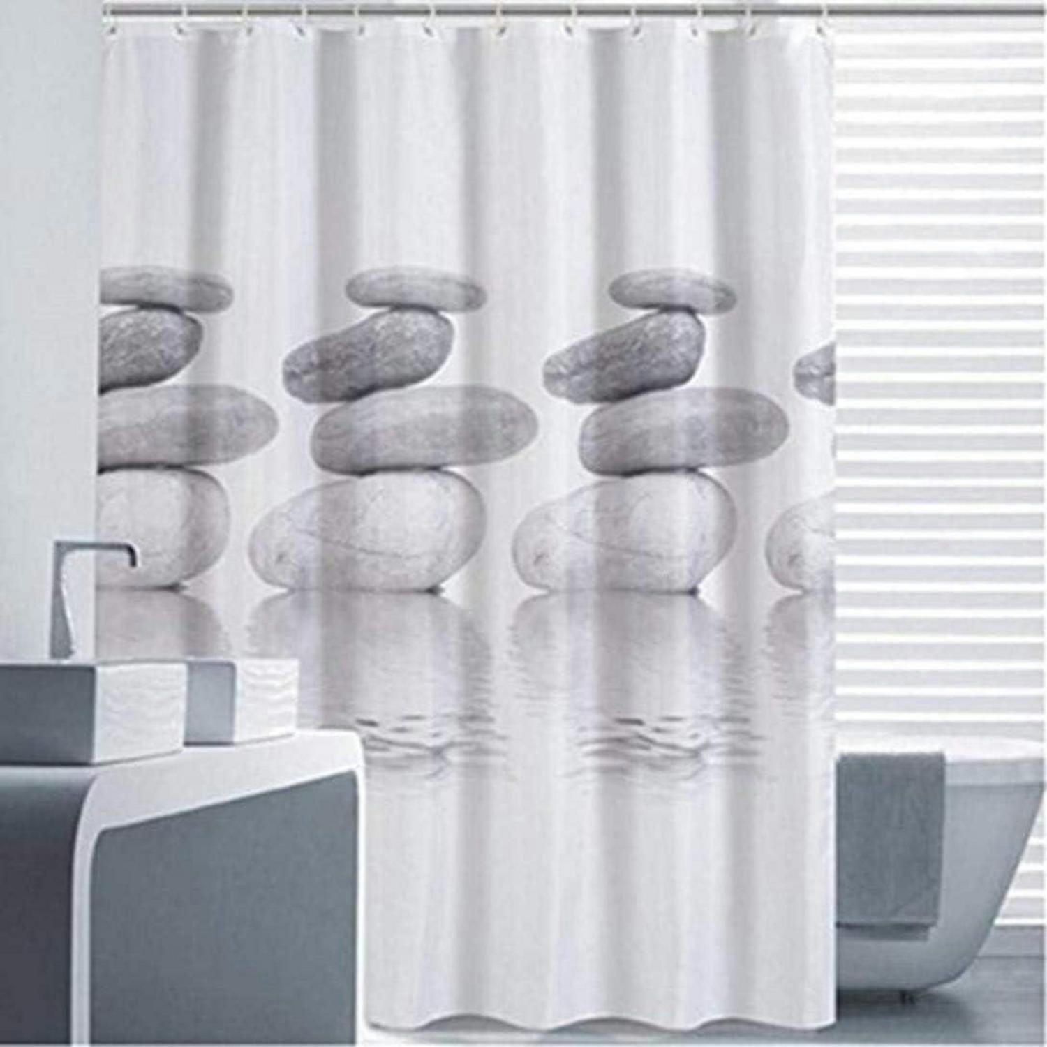 DUSCHVORHANG 120x180 cm Textil Grau Pebble Schimmelresistent Wasserabweisend - Grau, Textil (120/180cm)