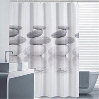 DUSCHVORHANG 120x180 cm Textil Grau Pebble Schimmelresistent Wasserabweisend - Grau, Textil (120/180cm)