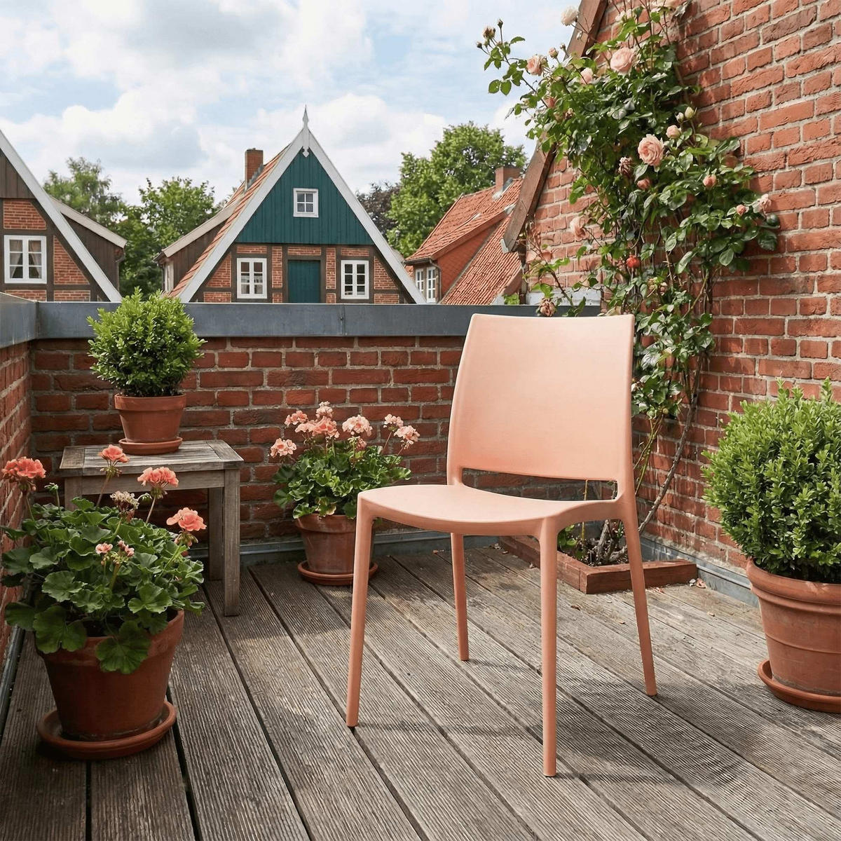 GARTENSTUHL Kunststoff Pfirsich - Pink, Kunststoff (42/81/49cm) - CLP