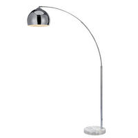 BOGENLEUCHTE Silber mit Marmor Fuss, Chrom, 170cm - Silberfarben, Metall (170/30/170cm) - Teamson Home