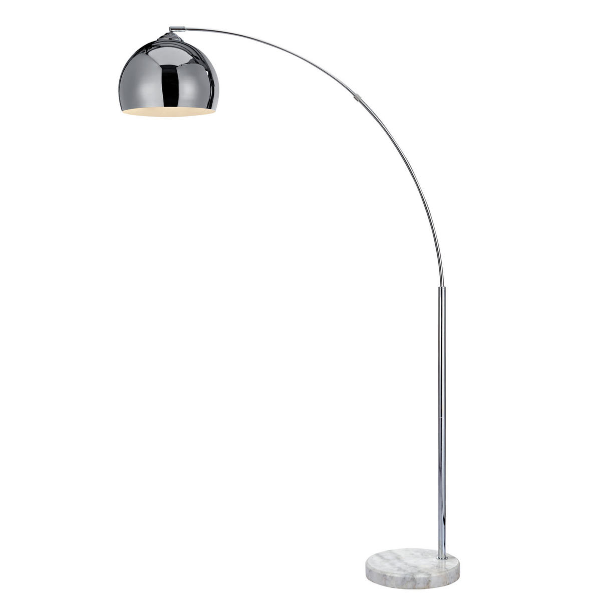BOGENLEUCHTE Silber mit Marmor Fuss, Chrom, 170cm - Silberfarben, Metall (170/30/170cm) - Teamson Home