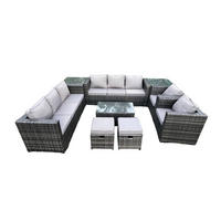 GARTENMÖBELSET Polyrattan 9-Sitzer - Dunkelgrau, Metall - Fimous