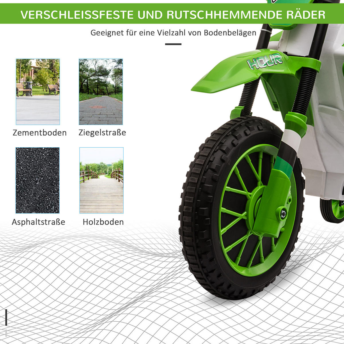 ELEKTRO KINDERMOTORRAD, Blau/Grün/ Rot, PP+ Metall - Grün, Kunststoff (106.5/51.5/68cm) - HOMCOM