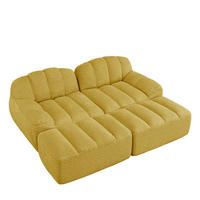 SOFA 210/165/79 cm in Gelb mit Ottomane, modular und ohne Montage - Gelb, Textil (165/79/210cm) - Flora Grace
