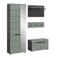 GARDEROBEN-SET CANU 3-tlg. (B/H/T: ca. 160/190/37 cm) in Basalt grau/Smoke Green - Grau, Holzwerkstoff (160/190/37cm)