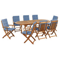 GARTENMÖBEL-SET 8-Sitzer Blau Akazienholz Maui Premium - Braun, Holz - Beliani