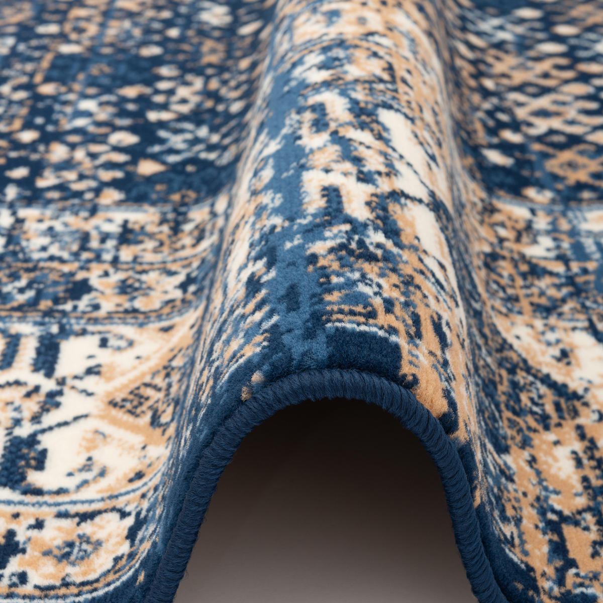 DESIGNER TEPPICH POP-VINTAGE ORIENT BORDÜRE - Blau, Textil (140/200cm) - Pergamon