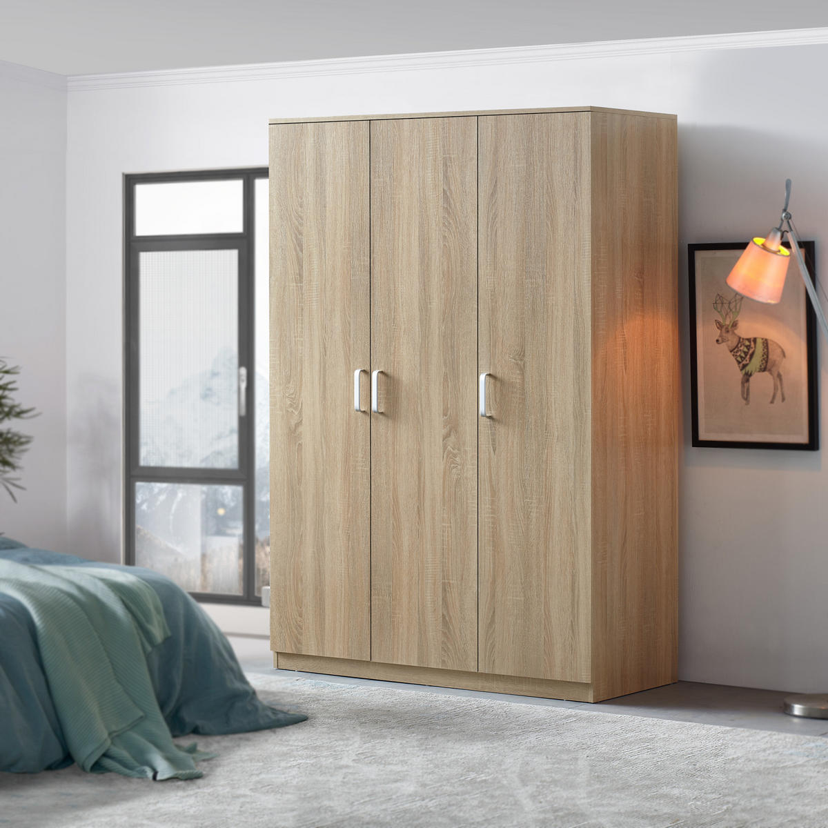 KLEIDERSCHRANK Bodolz - Sonoma Eiche, Holzwerkstoff (120/176/52cm) - [en.casa]