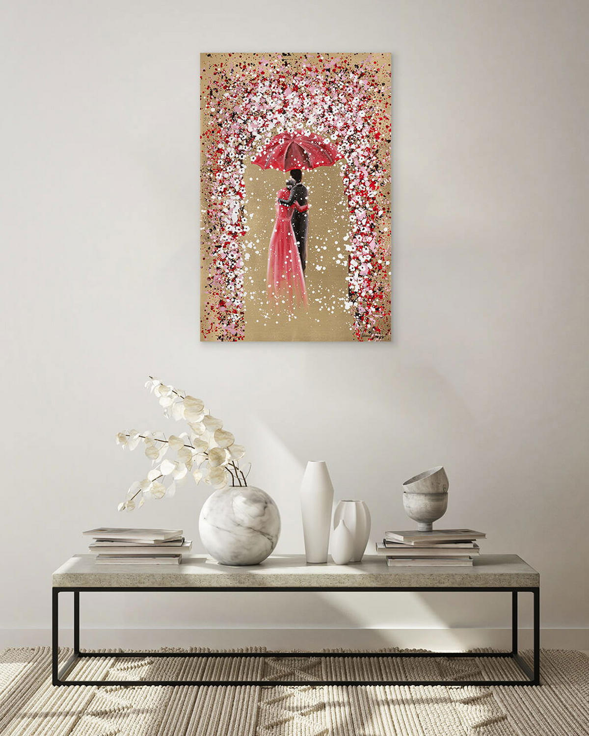 ACRYLBILD HANDGEMALT 60/90 cm - Rot/Goldfarben, Holz/Textil (1.3/90cm) - KUNSTLOFT