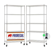GITTERREGAL 2er - Set HADES mit Rollen & 5 Gitterböden Metall 180x90x40cm Silber - Silberfarben, Metall (90/180/40cm) - PROREGAL