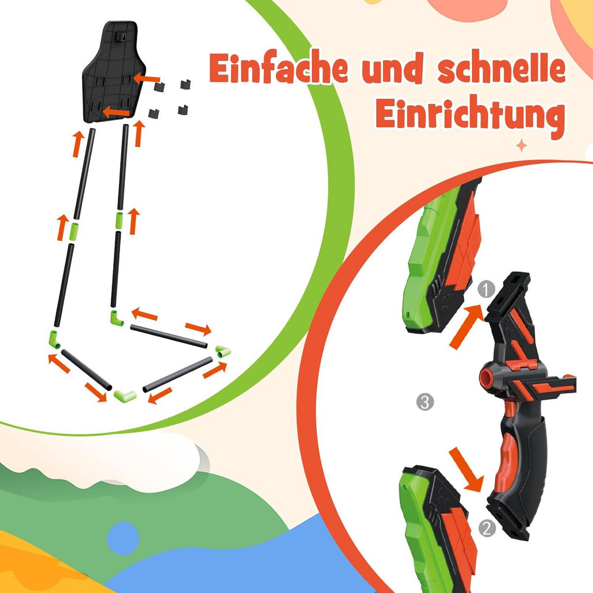 LIGHT Up Archery Toy Set Multicoloured - Multicolor, Metall (45/10.5/35cm) - COSTWAY