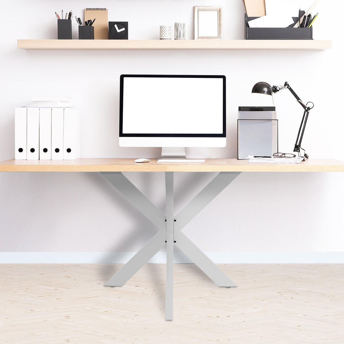 TISCHBEIN eckig 85/85/71 cm Metall weiß - Weiß, Metall (85/71/85cm) - CLP