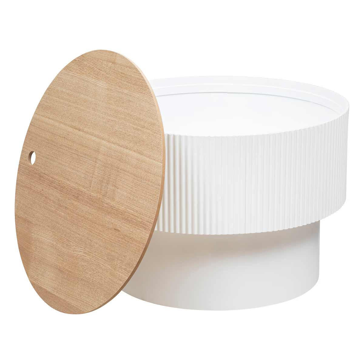 KAFFEETISCH mit Stauraum Enola rund Weiß 55/55/38 cm - Weiß, Holzwerkstoff (55/55/38cm) - Atmosphera Createur d´interieur