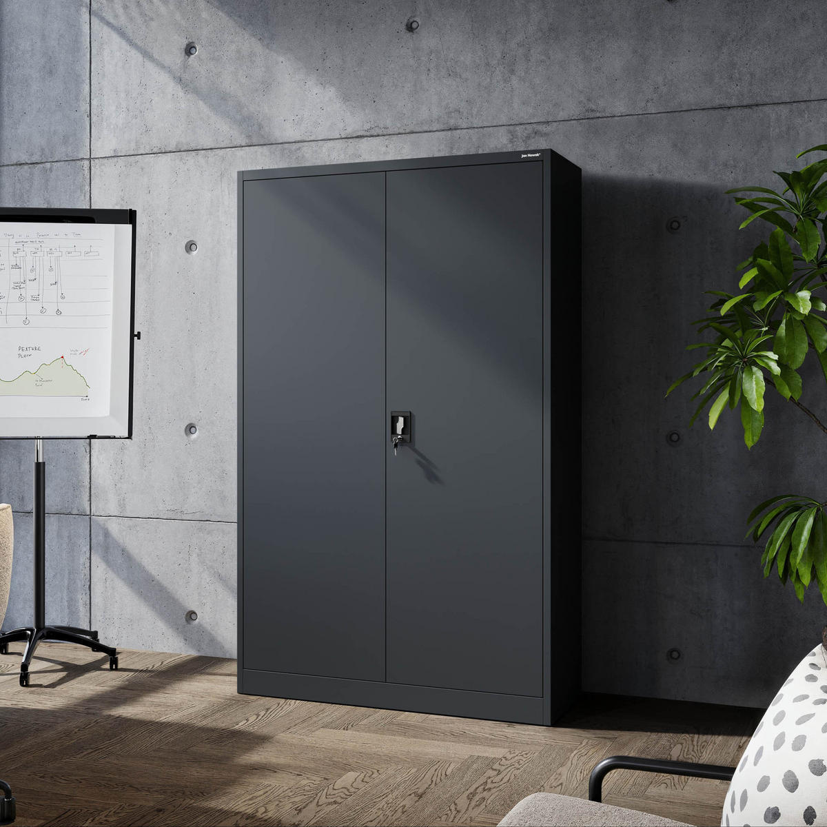 AKTENSCHRANK JAN II - Anthrazit, Metall (115/185/40cm) - Jan Nowak