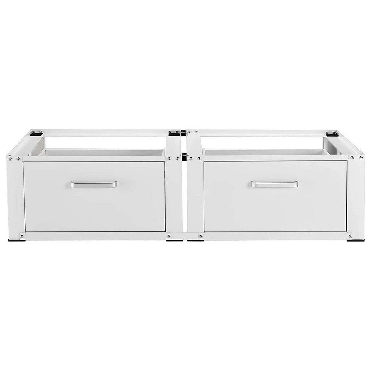 DOPPEL-PODEST für Waschmaschinen- und Trockner mit 2 Schubladen - Weiß, Metall (54/31/127cm) - IVOL