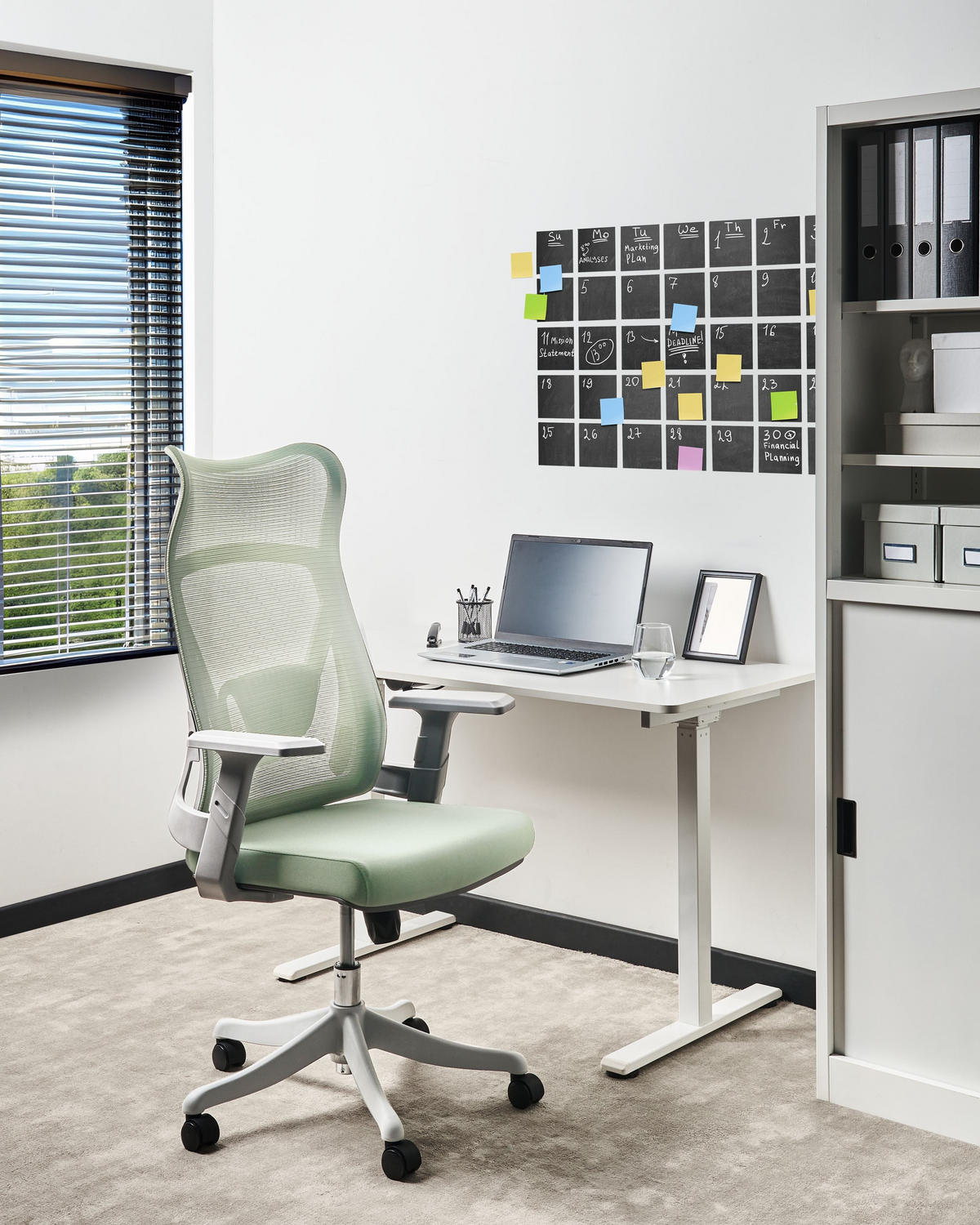 BÜROSTUHL Grün Bard - Hellgrau/Grün, Textil (50/113/66cm) - Beliani