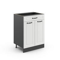 KÜCHENUNTERSCHRANK R-Line Weiß Landhaus 60 cm mit Schublade, ohne AP - Anthrazit/Weiß, Holzwerkstoff (60/81.6/46cm) - Vicco
