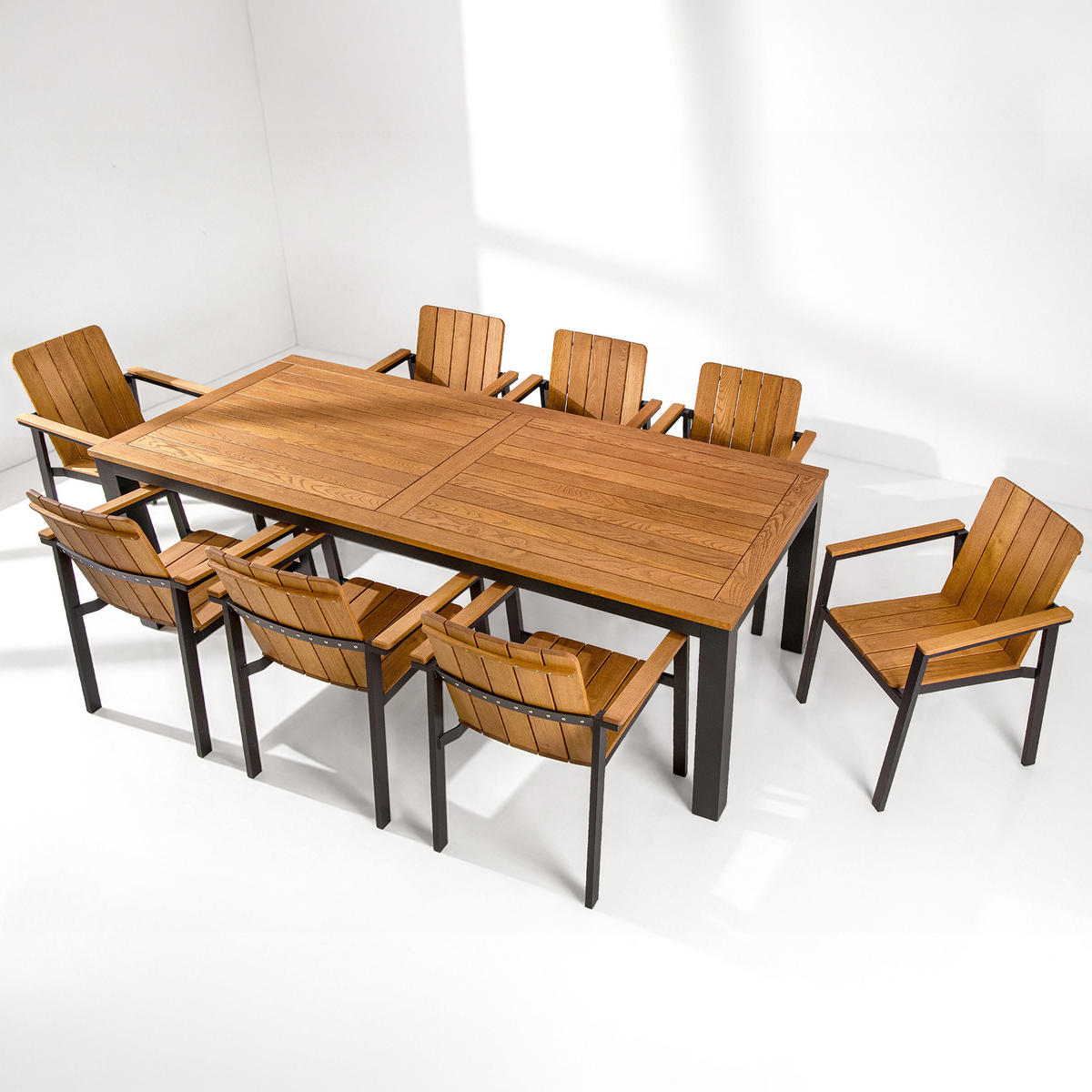 GARTEN ESSGRUPPE LENTI, Gartenmöbel-Set, 9-er Set - Anthrazit/Braun, Holz - KONSIMO®