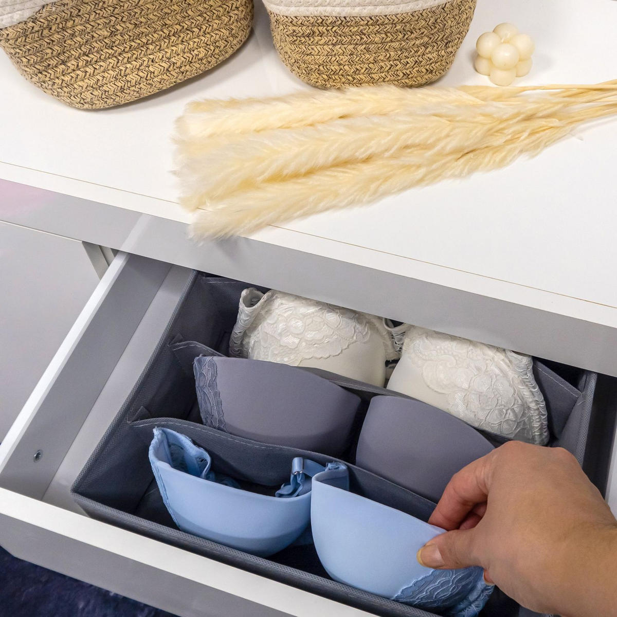 AUFBEWAHRUNGSBOXEN Ordnungssystem 6-teilig - Grau, Textil (26/11/33cm) - Intirilife