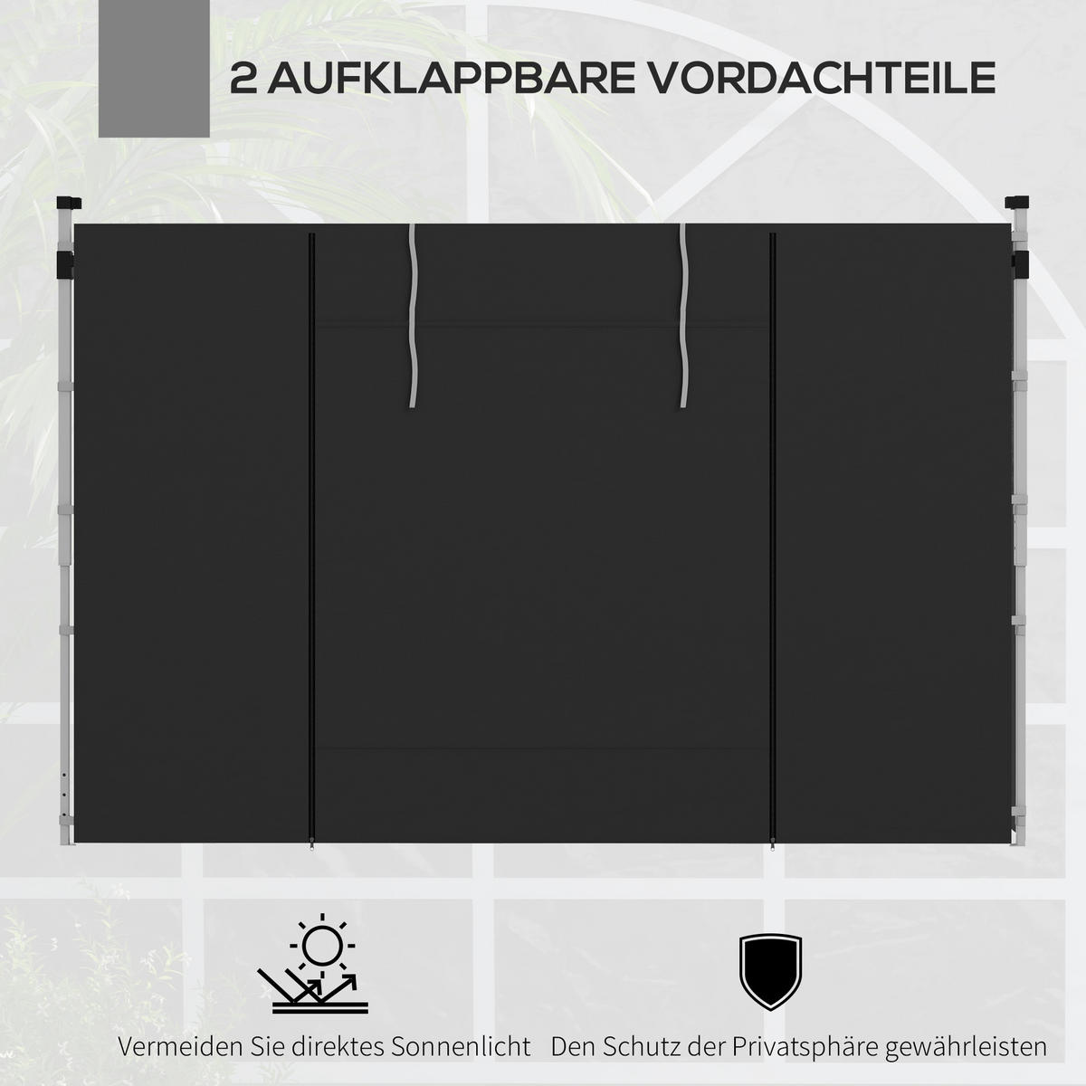 PAVILLONS aus Polyester 295x195 cm in Schwarz mit Fenster & Reißverschlusstür - Schwarz, Kunststoff (195/195/295cm) - Modfu