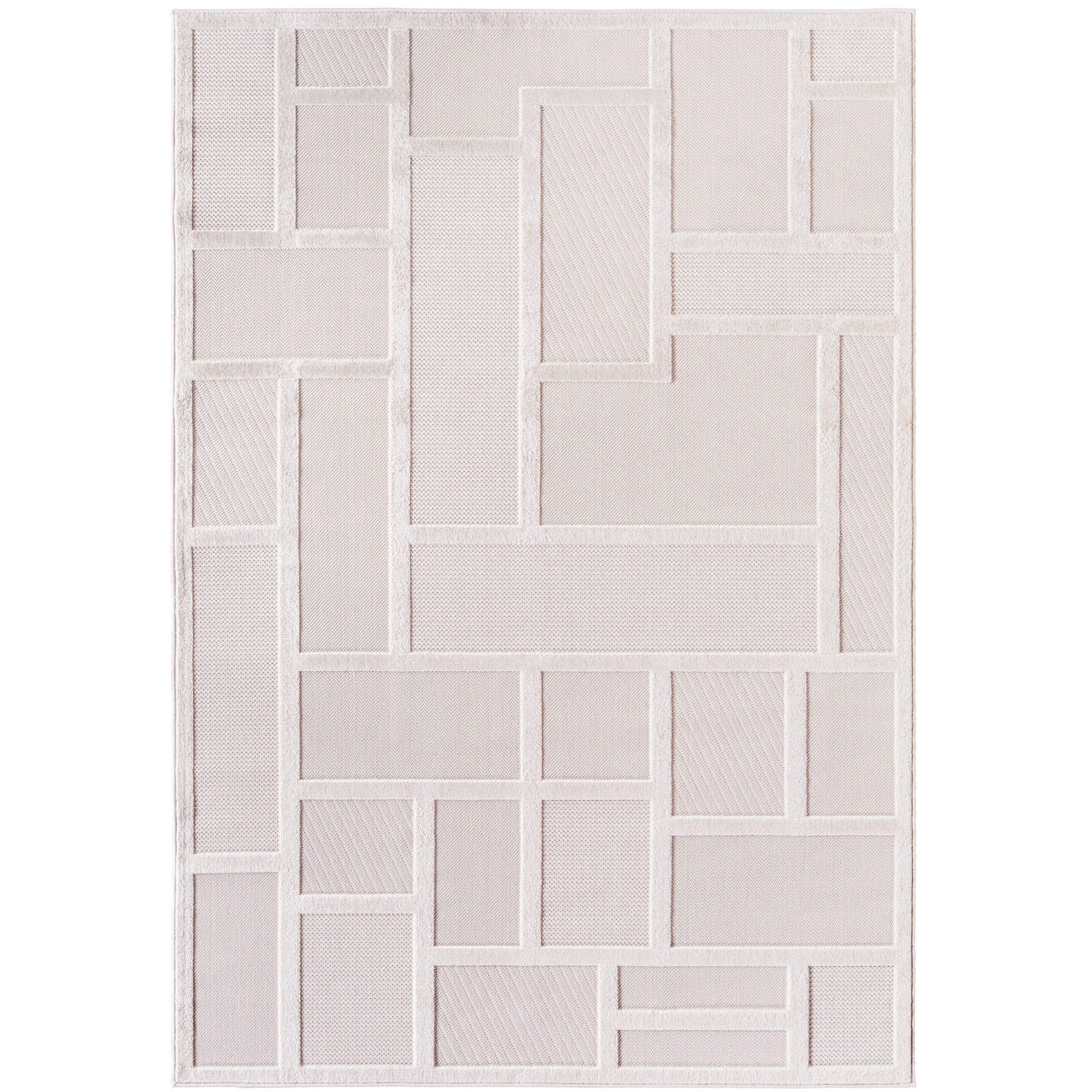 TEPPICH In-/Outdoor Kurzflor 3D-Flächen Design Polypropylen Balkon Creme Rechteckig 200x290 - Creme, Textil (200/290cm) - KADIMA DESIGN