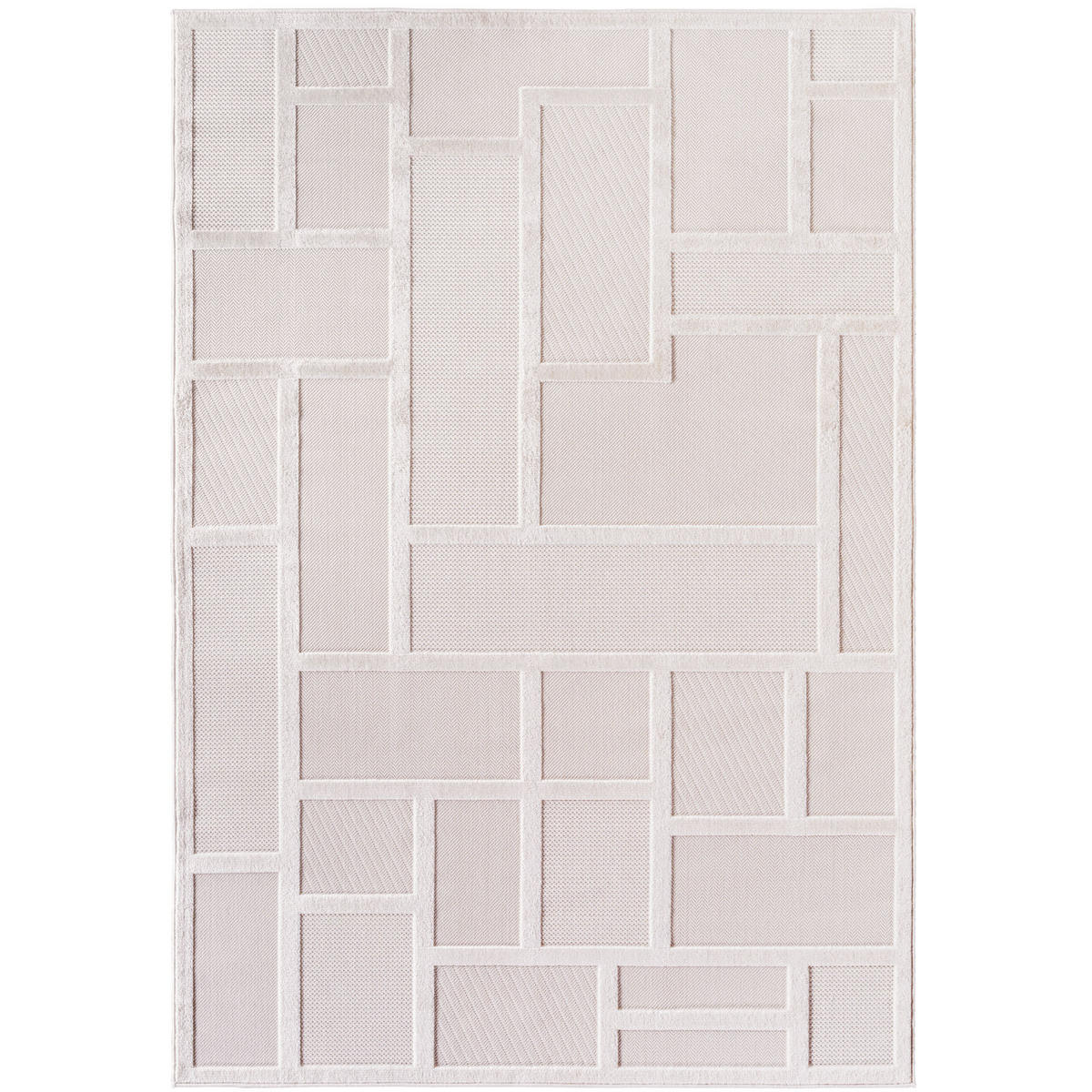 TEPPICH In-/Outdoor Kurzflor 3D-Gittermuster Polypropylen Küche Creme Rechteckig 240x340 - Creme, Textil (240/340cm) - KADIMA DESIGN