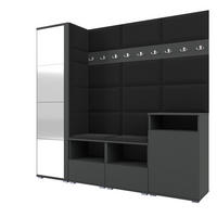 GARDEROBE NELA X 200 cm (Modulare Flurmöbel Graphit mit Spiegel & Sitzpolster Schwarz 16 Schrank + Sideboard) - Silberfarben/Schwarz, Holz/Holzwerkstoff (200/187/40cm) - Ravio
