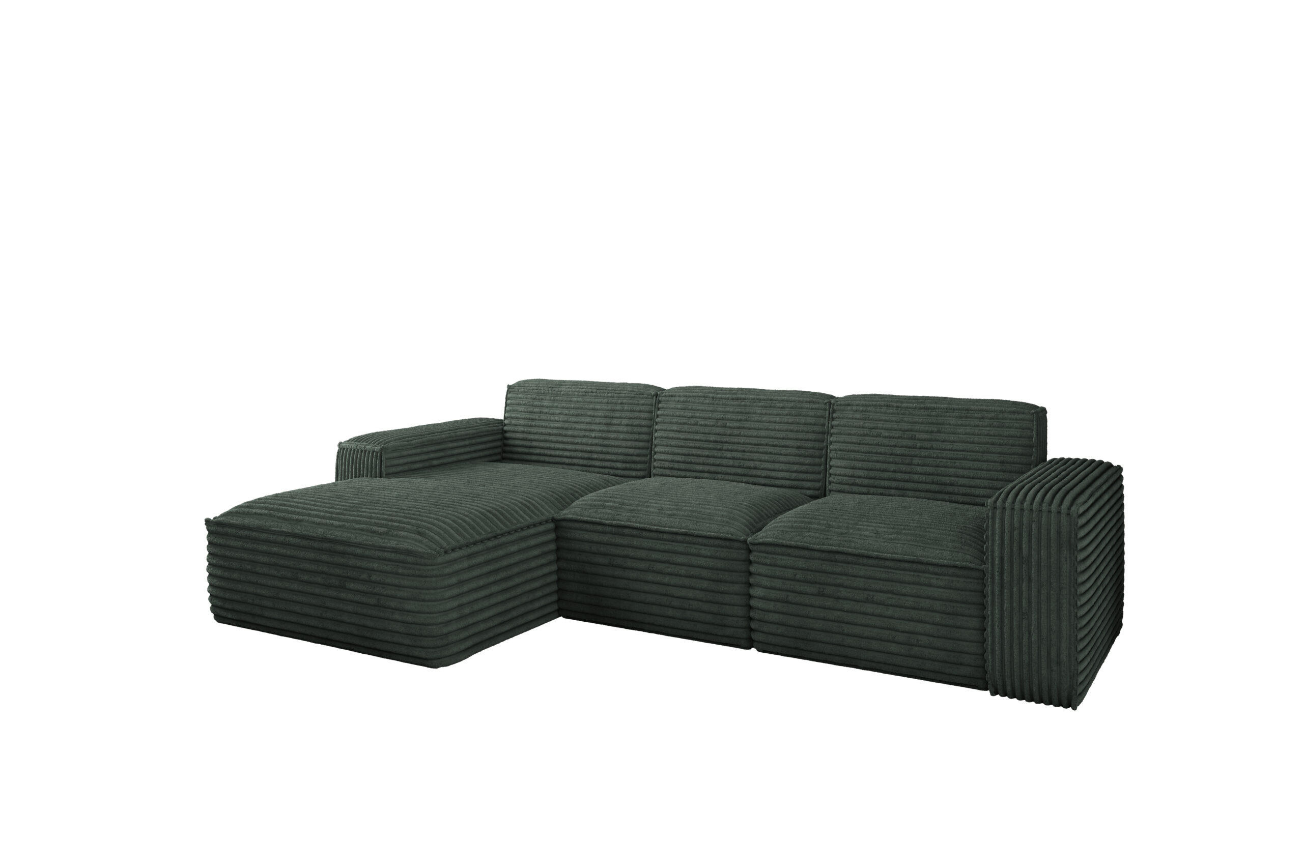 ECKSOFA L-Form Siena Stoff Velo Grün Links - Grün, Holz/Kunststoff (165/266cm) - Kaiser Möbel