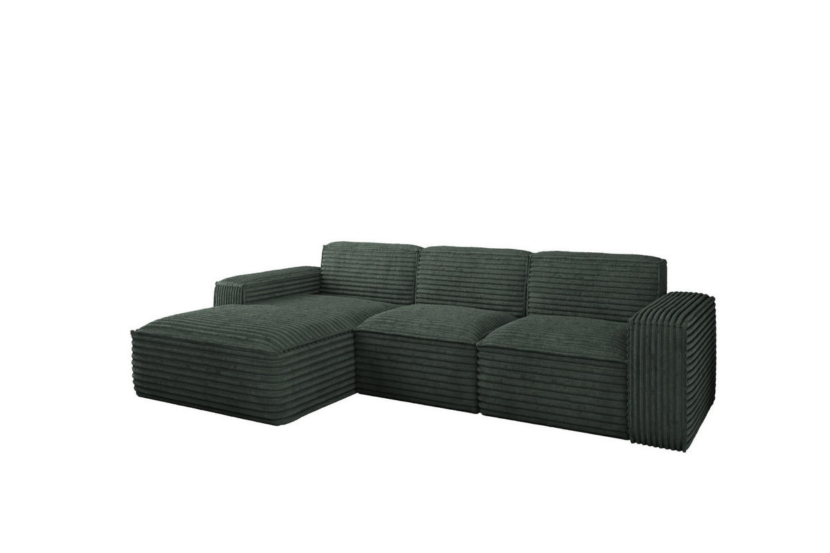 ECKSOFA L-Form Siena Stoff Velo Grün Links - Grün, Holz/Kunststoff (165/266cm) - Kaiser Möbel
