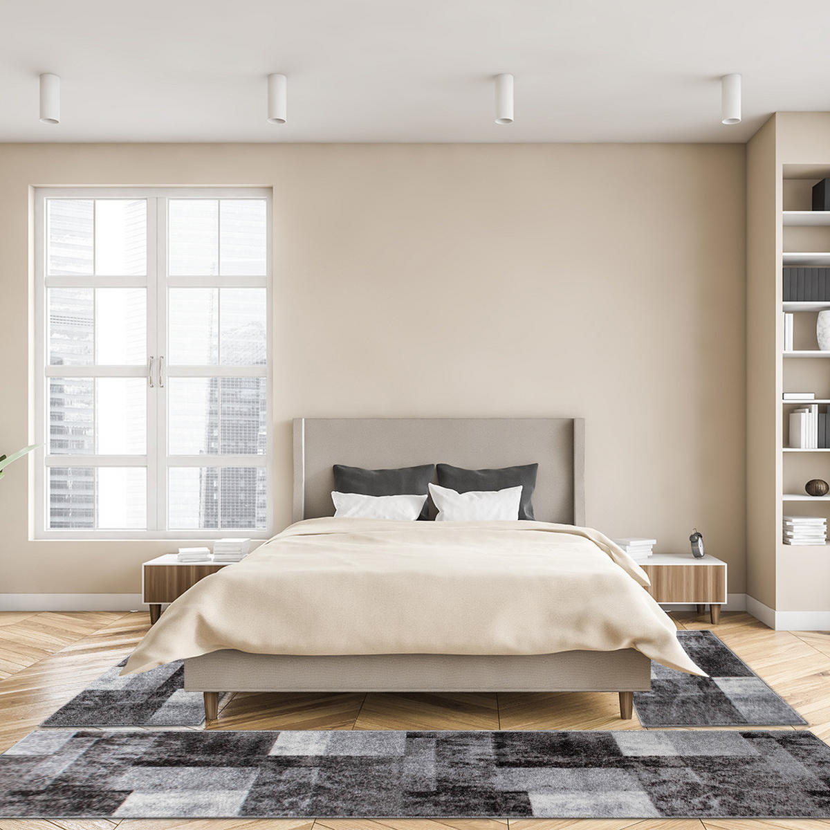 BETTUMRANDUNG Phönix abstraktes Design grau 1 x 67 x 340 cm, 2 x 67 x 140 cm Set 3-teilig - Grau, Kunststoff/Textil (67/620cm)